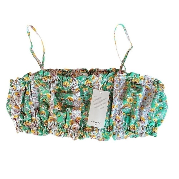 NWT RHODE x Target whimsical Green floral spaghetti Top crop size XXL - Picture 3 of 14